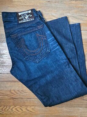 True Religion Dark Wash Jeans with Signature Back Pocket